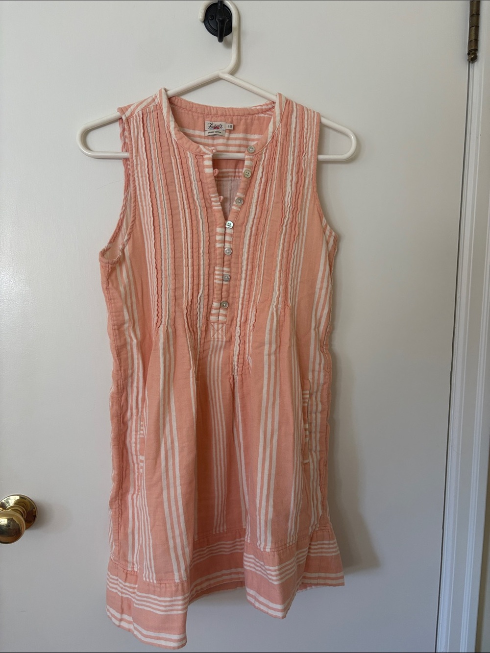 Faherty Sleeveless pink/Peach-Striped Organic Cotton lightweight mini Dress